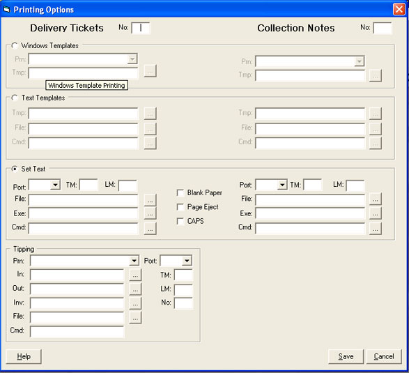 System Configuration - Printing Options