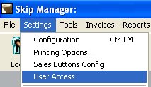 User Access Configuration Menu Option