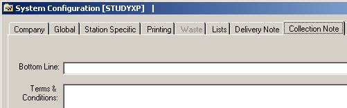 System Configuration - Collection Note