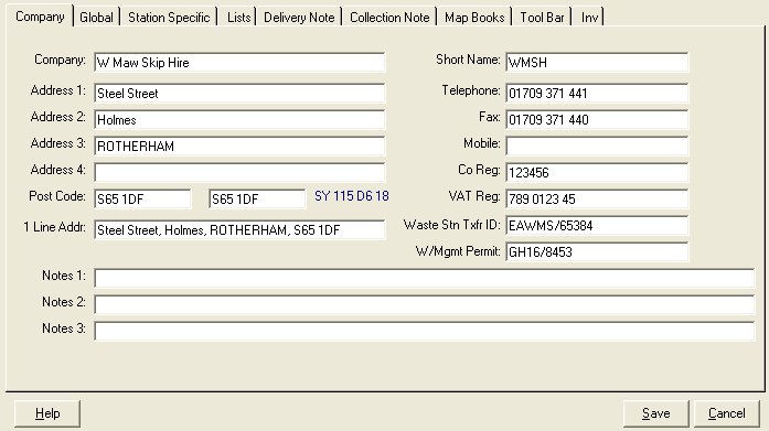 System Configuration - Company Details