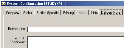 System Configuration - Delivery Note